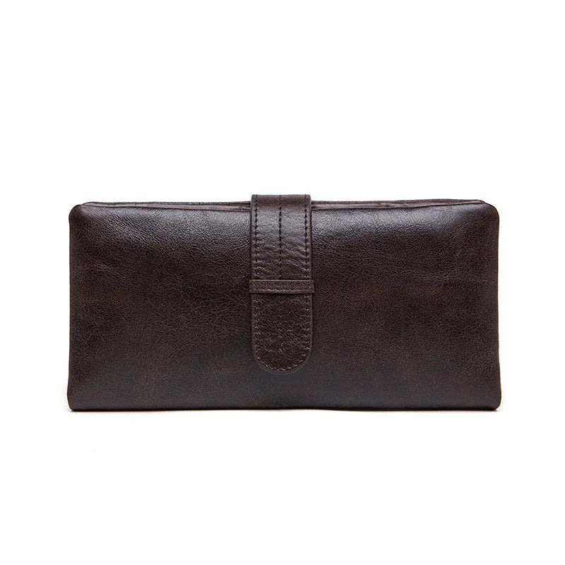 Men Wallet Leather Long Leather Wallet Leisure Cow Leather Wallet