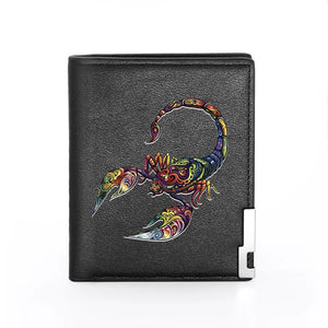 Men Wallet Leather Scorpion Cover Billfold Slim Credit Card Holders Money Bag