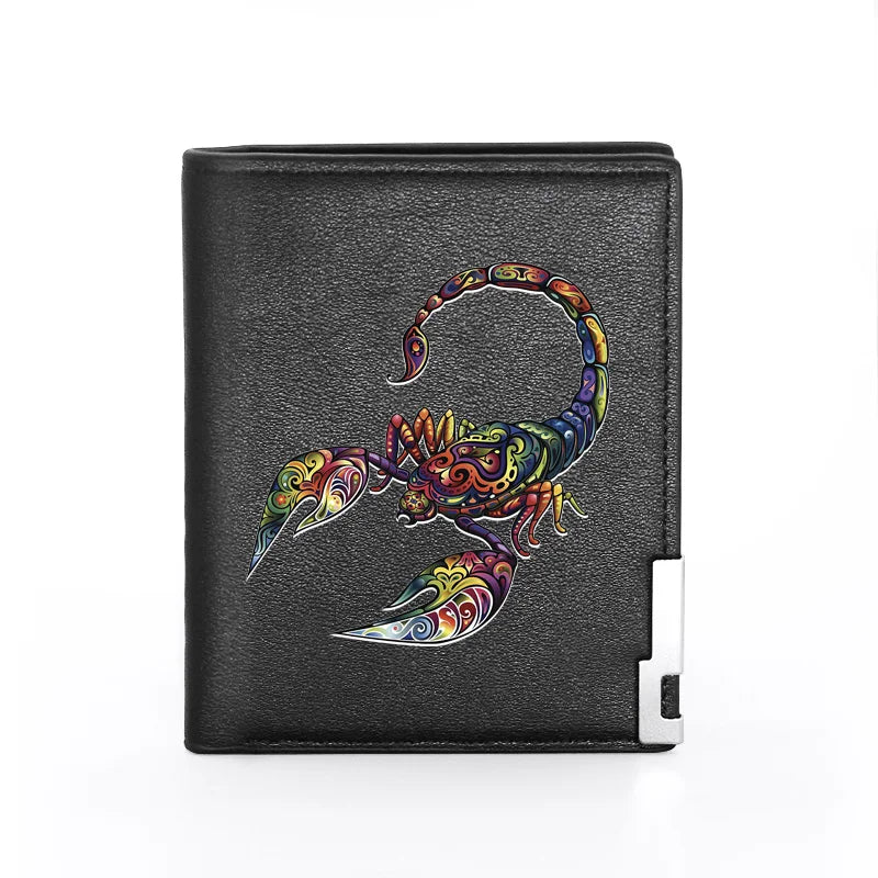 Men Wallet Leather Scorpion Cover Billfold Slim Credit Card Holders Money Bag