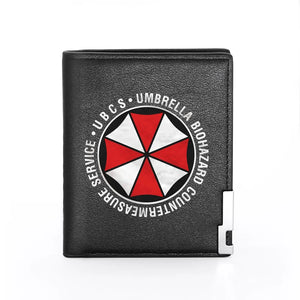 Men Wallet Leather Umbrella Corporation Printing Billfold Slim