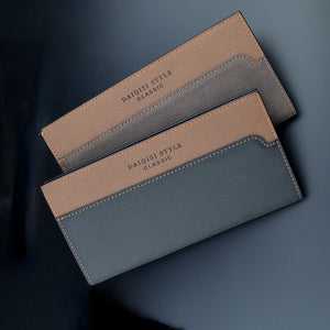 Men Wallet Long Business Style Stitching Contrast Youth Soft Leather Wallet