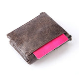 Retro Short Wallet Oil Wax Cowhide Coin Purse Clutch Hasp Open Top