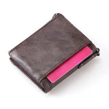 Oil Wax Cowhide Leather Men Wallet Coin Purse Clutch Hasp Retro Short Wallet
