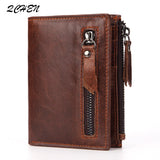 Men Wallet Oil Wax Cowhide Leather Wallets Coin Purse Clutch