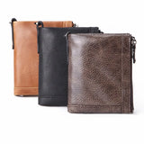Oil Wax Cowhide Leather Men Wallet Coin Purse Clutch Hasp Retro Short Wallet