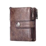 Retro Short Wallet Oil Wax Cowhide Coin Purse Clutch Hasp Open Top