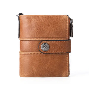 Retro Short Wallet Oil Wax Cowhide Coin Purse Clutch Hasp Open Top