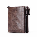 Oil Wax Cowhide Leather Men Wallet Coin Purse Clutch Hasp Retro Short Wallet