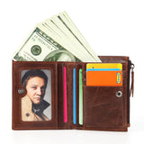 Men Wallet Oil Wax Cowhide Leather Wallets Coin Purse Clutch
