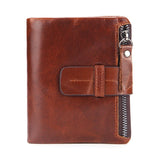 Men Wallet Oil Wax Cowhide Leather Wallets Coin Purse Clutch