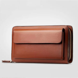 Men Wallet Purse Leather Faux Double Zip Money Holder Clip Clutch
