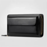Men Wallet Purse Leather Faux Double Zip Money Holder Clip Clutch