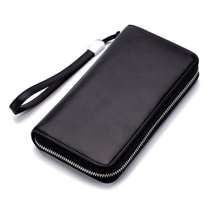 Men Leather Zipper Clutch Bag Long Wallet Genuine Leather