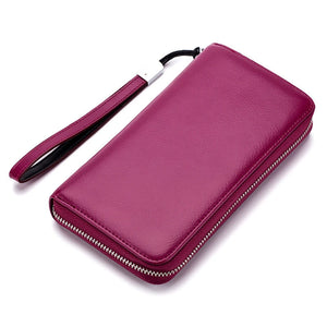 Men Leather Zipper Clutch Bag Long Wallet Genuine Leather