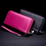 Men Leather Zipper Clutch Bag Long Wallet Genuine Leather