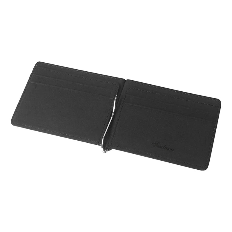 Men Wallet Short Skin Wallets Purses PU Leather Money Clips