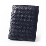 Men Wallets Knitting Cow Leather Short Clip Woven Wallet Business Male