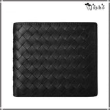 Men Wallets Knitting Cow Leather Short Clip Woven Wallet Business Male