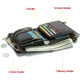 Men Leather Wallet Chain Zipper Male Purse Engraving Vintage High Quality