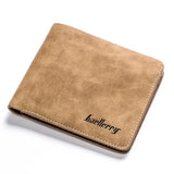 Men Short Wallet Retro Matte Two Fold Vertical Wallet