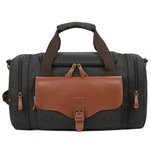 Men Weekend Bag Canvas Leather Carry-on Luggage Tote Utility Travel Bag