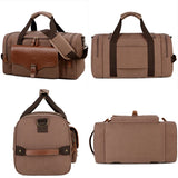 Men Weekend Bag Canvas Leather Carry-on Luggage Tote Utility Travel Bag