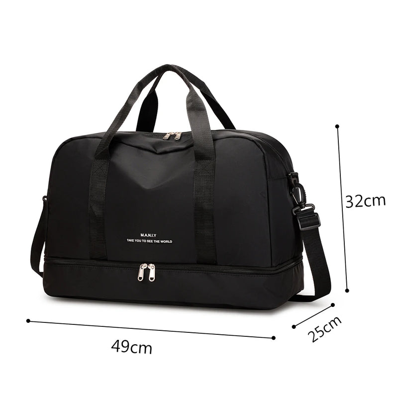 Men Women Crossbody Sport Bag Dry Wet Separation Travel Duffel Bag