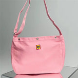 Men Women Canvas Shoulder Messenger Bag Love Casual Pink HUMAN Bag