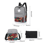 Men Women Canvas Backpack Leaf Print Three Piece Set