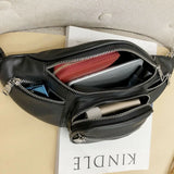 Men Women PU Leather Waist Bum Bag Unisex Solid Cell Phone Holder Belt Fanny Pac
