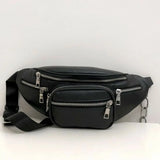 Men Women PU Leather Waist Bum Bag Unisex Solid Cell Phone Holder Belt Fanny Pac