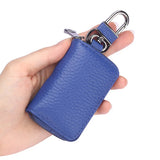 Men Women Cowhide Leather Key Holders Zipper Keychains