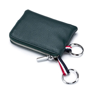 Men Women Cowhide Leather Zipper Mini Purses Wallets