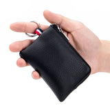 Men Women Cowhide Leather Zipper Mini Purses Wallets