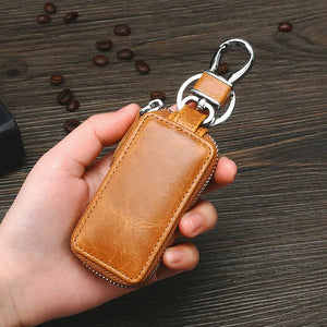Leather Car Key Holders Housekeeper Retro Multifunctional Keychain Case