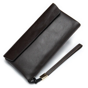 Men Women Leather Clutch Retro High-Capacity Multi-Card Wallet