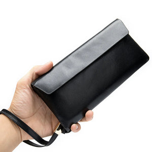 Men Women Leather Clutch Retro High-Capacity Multi-Card Wallet