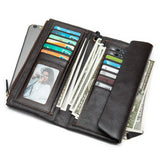 Men Women Leather Clutch Retro High-Capacity Multi-Card Wallet