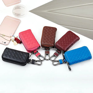 Leather Weave Key Holders Keychains Wallets