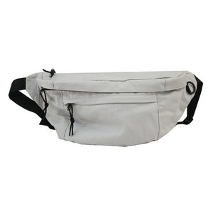 Men Women Large Capacity Canvas Fanny Pack Harajuku Solid Zipper Waist Bag