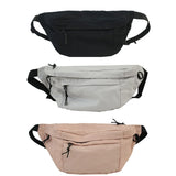 Men Women Large Capacity Canvas Fanny Pack Harajuku Solid Zipper Waist Bag
