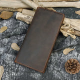 Men Women Leather Long Wallet High Zipper Long Purse