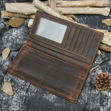 Men Women Leather Long Wallet High Zipper Long Purse