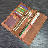 Men Women Leather Long Wallet High Zipper Long Purse