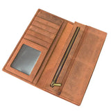 Men Women Leather Long Wallet High Zipper Long Purse