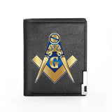 Leather Freemasonry Wallet Men Women Credit Card Holder Money Bag