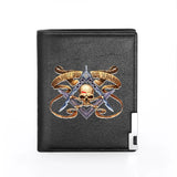 Masonic Skeleton Skull Leather Wallet Billfold Slim Credit Card Holder