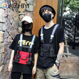 Men Women Multi-function Phone Backpack Hip Hop Outdoor Travel Chest Knapsack