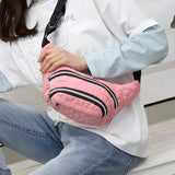 Quilted Waist Fanny Pack Multi-layer Large Capacity Crossbody Bag