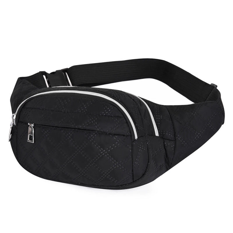 Quilted Waist Fanny Pack Multi-layer Large Capacity Crossbody Bag